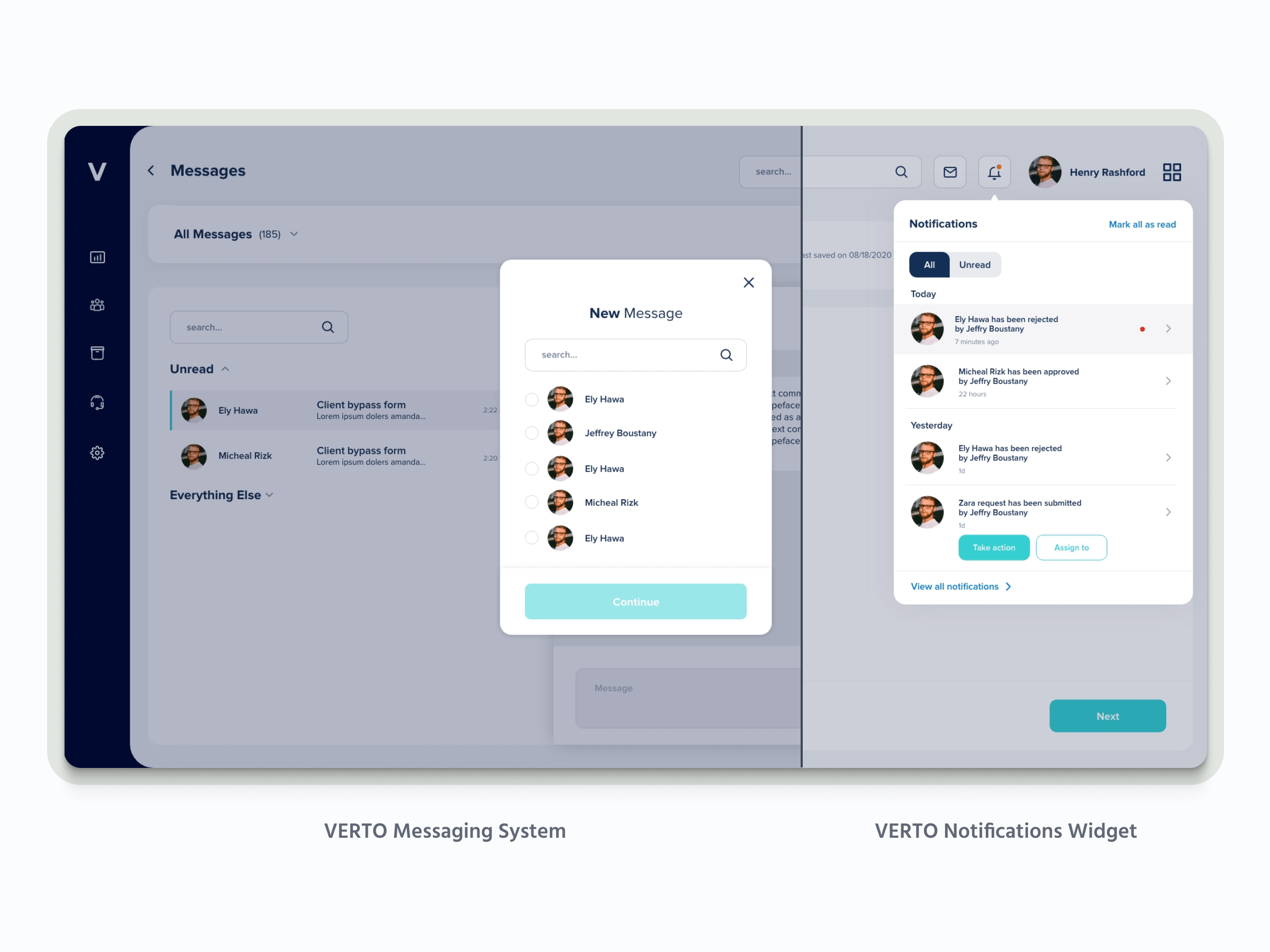 VERTO Messaging System & Notification Widget